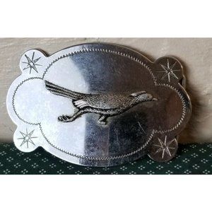 Roadrunner Bird Mens Belt Buckle Silver